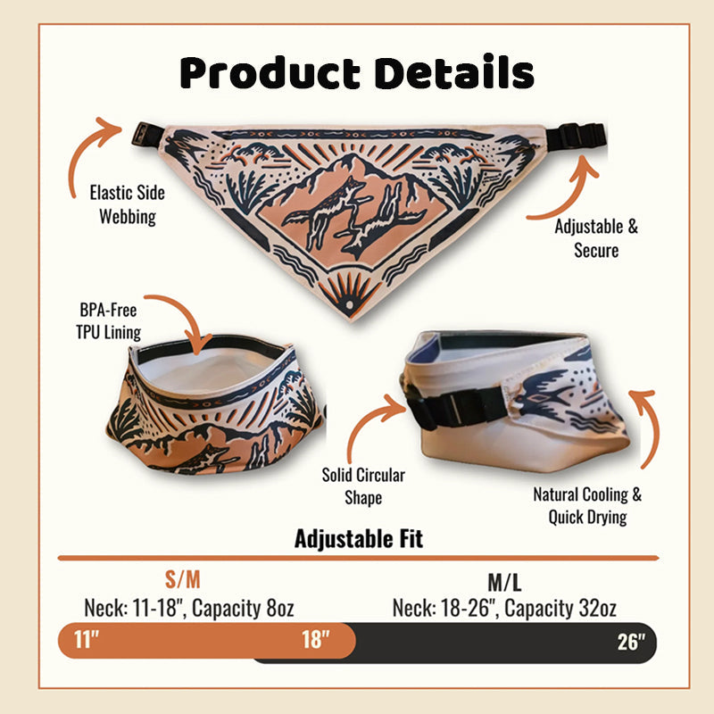 🐾 Bandana Gourde 2-en-1 pour Chien : Hydratez votre Poilu en un Clin d'Œil ! ⛰️