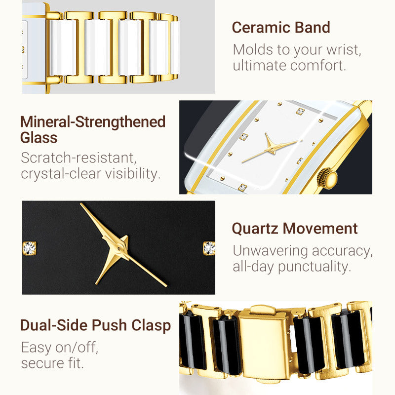 ⌚ Montre à quartz carrée en céramique tendance