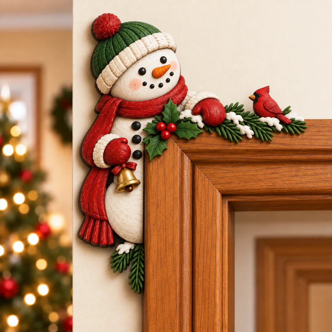 🎅 Décor de coin de porte Père Noël qui dépasse｜8 personnages pour une entrée pleine de malice