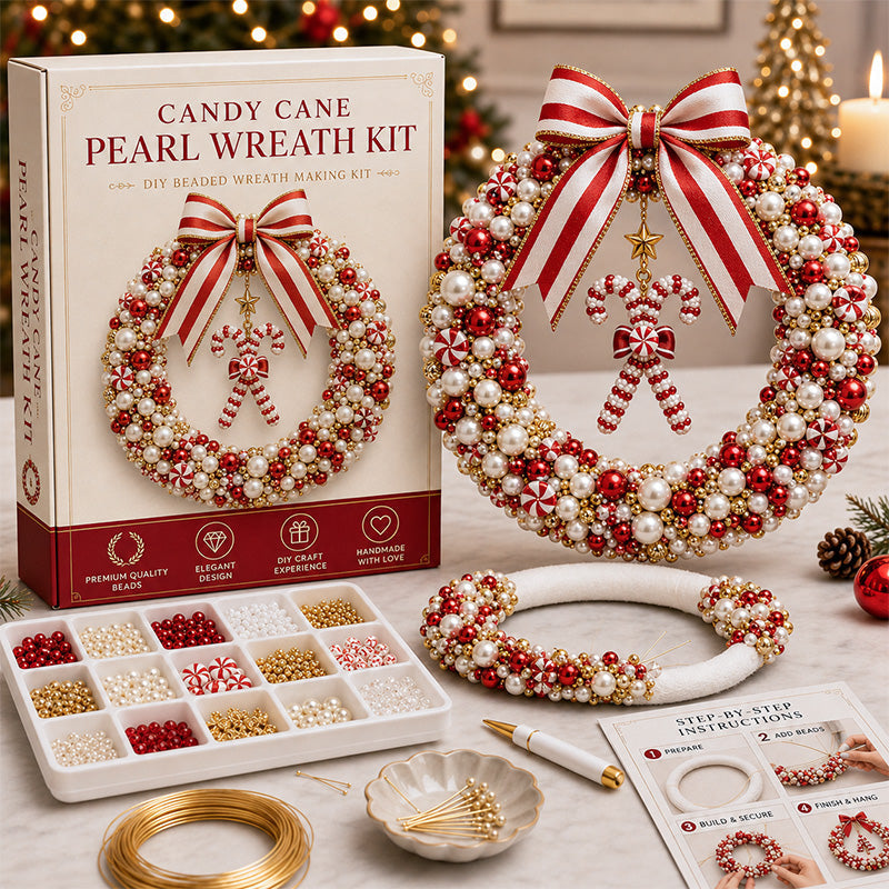 🎄✨ Kit DIY pour une couronne de Noël en perles – Décoration de porte de Noël faite main avec des perles 💎🎀