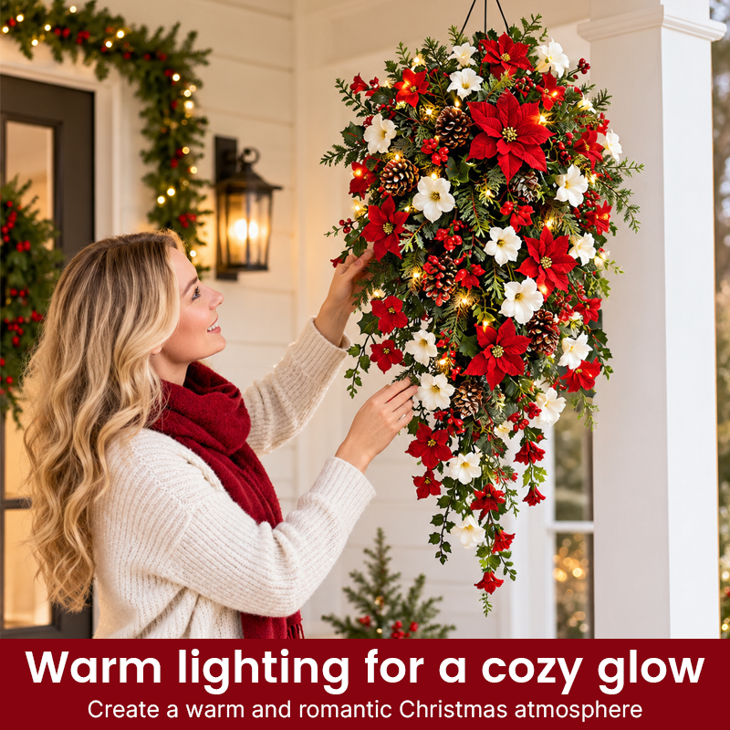 🎄🌺 Couronne de Noël lumineuse en cascade – Transformez n'importe quel espace en un décor festif !