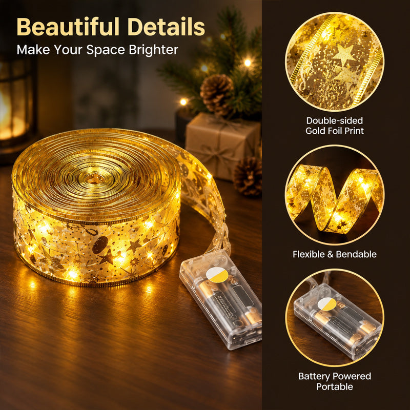 🎄 Guirlande LED ruban de Noël – Une lueur festive et chaleureuse pour votre sapin