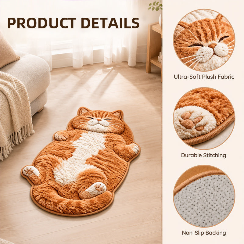 🐱 Tapis de sol absorbant en forme de chat – Un accueil de chat somnolent pour votre entrée ou votre chevet