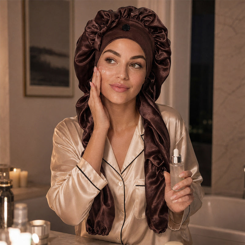 ✨Bonnet de nuit en soie antidérapant avec nœud papillon❤️Parfait pour une bonne nuit de sommeil