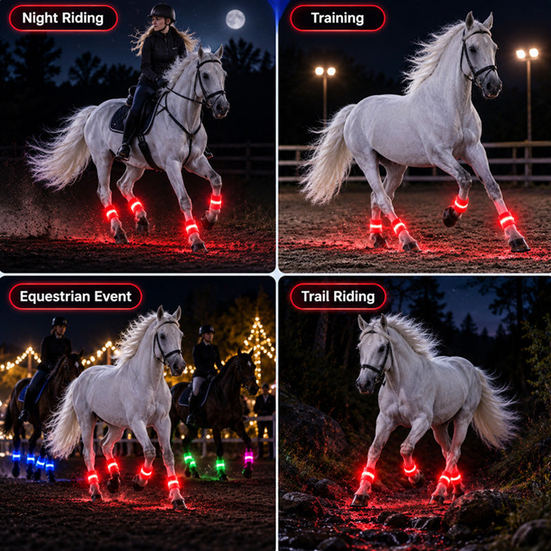 🐎 Bandes LED pour jambes de cheval | Bandes lumineuses et bien visibles pour les balades nocturnes