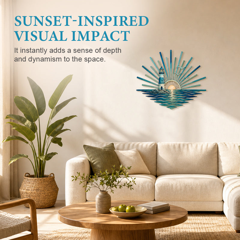🌊 Décoration murale en métal « La légende des marées du coucher de soleil » : Décoration inspirée du coucher de soleil sur l’océan ! 🌅