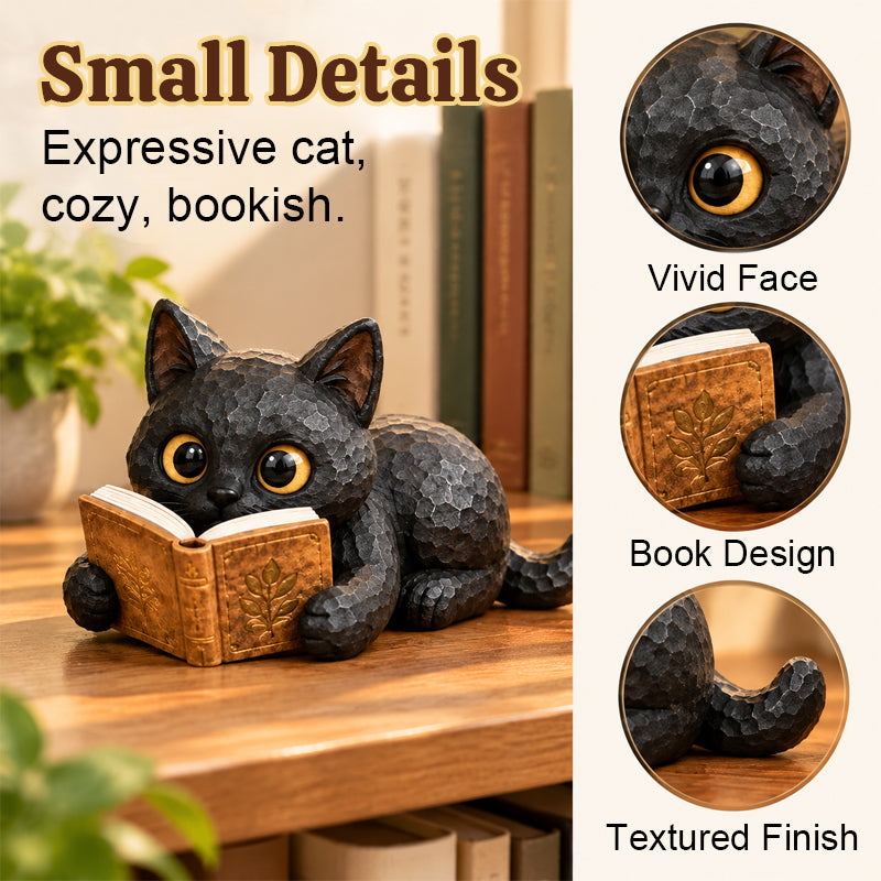 🐱 Figurine Chat Lecteur – Toujours Une Page de Plus à Lire