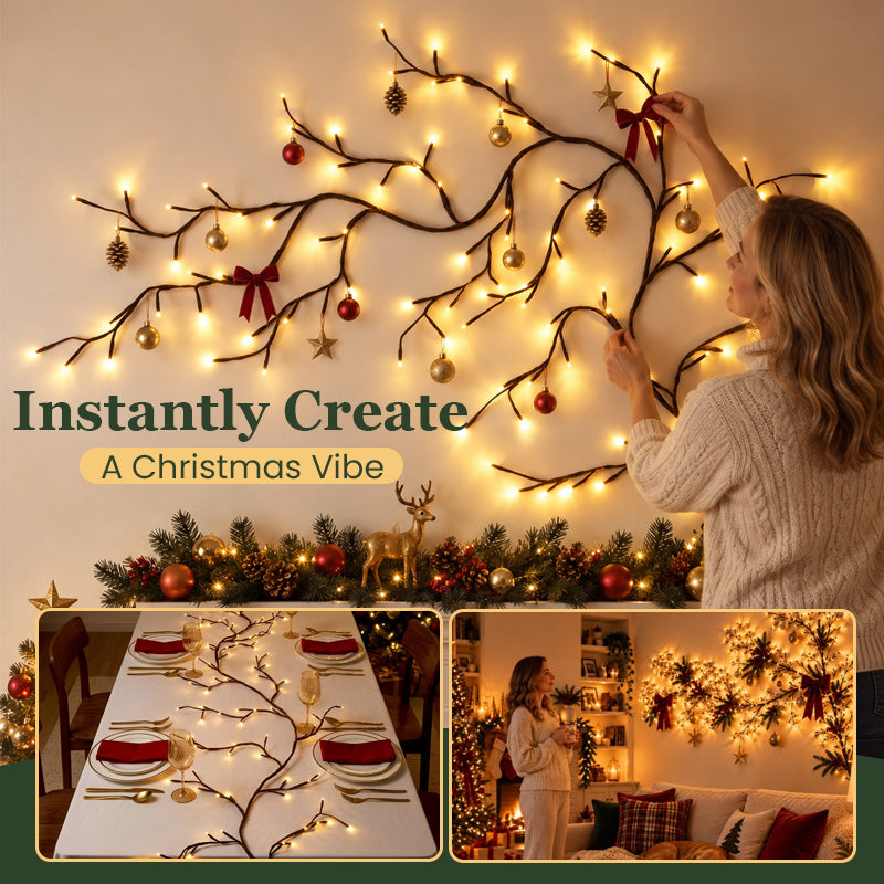 🎄✨ Branche lumineuse LED blanc chaud--transformez un mur vide en coin de Noël chaleureux