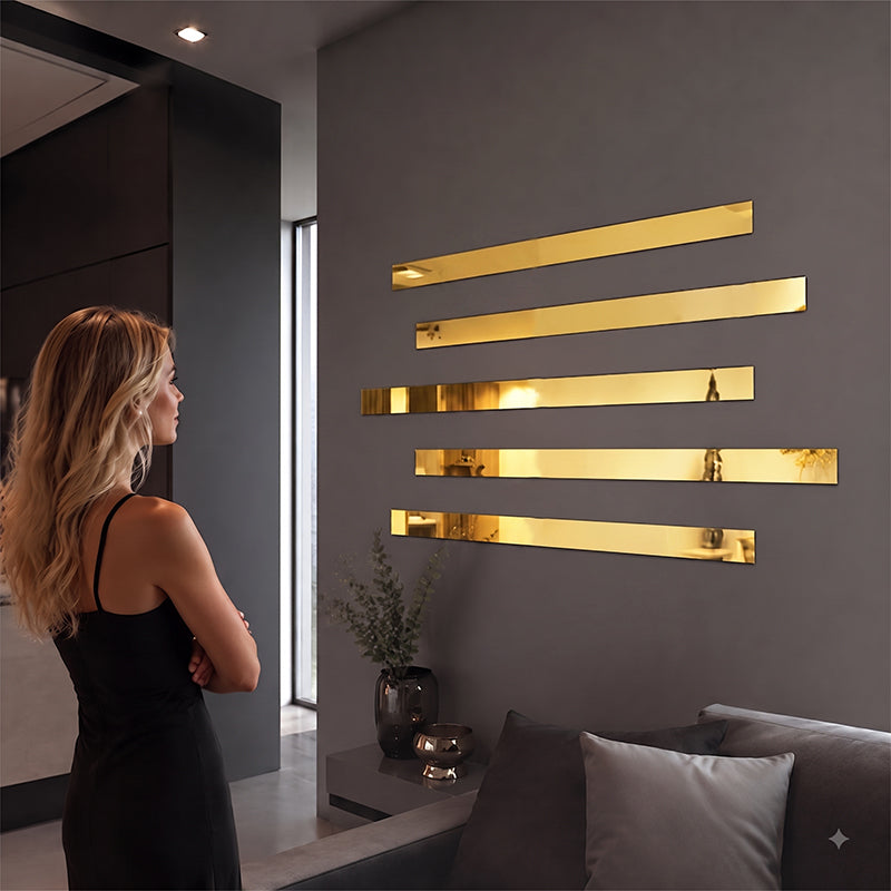 ✨ Stickers muraux miroir en bande longue : Décoration réfléchissante moderne à décoller et à coller ! 🪞