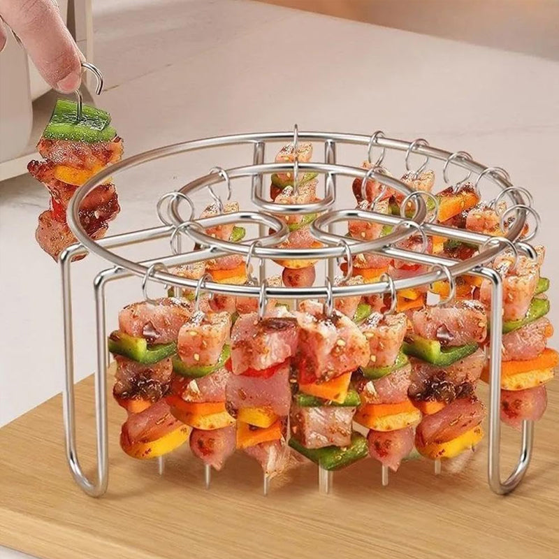 🍢 Grille à Brochettes Verticale pour Air Fryer — Des Brochettes Jouteuses Sans Aucune Manipulation ! 🔥