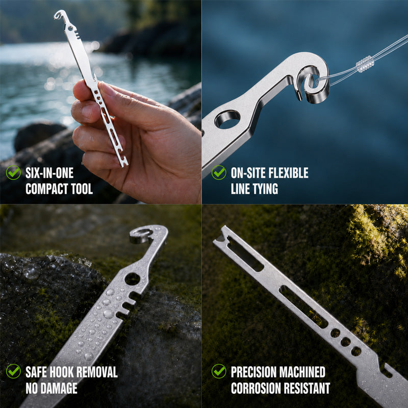 🎣 Outil multifonctionnel 6 en 1 pour nouer les hameçons et retirer les hameçons
