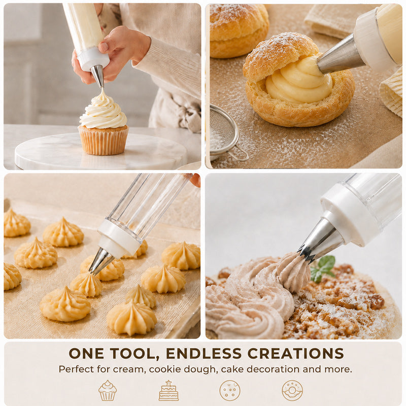 🍰🎂 Pistolet à douille à crème — ajoutez facilement de jolies spirales et de magnifiques détails à vos pâtisseries