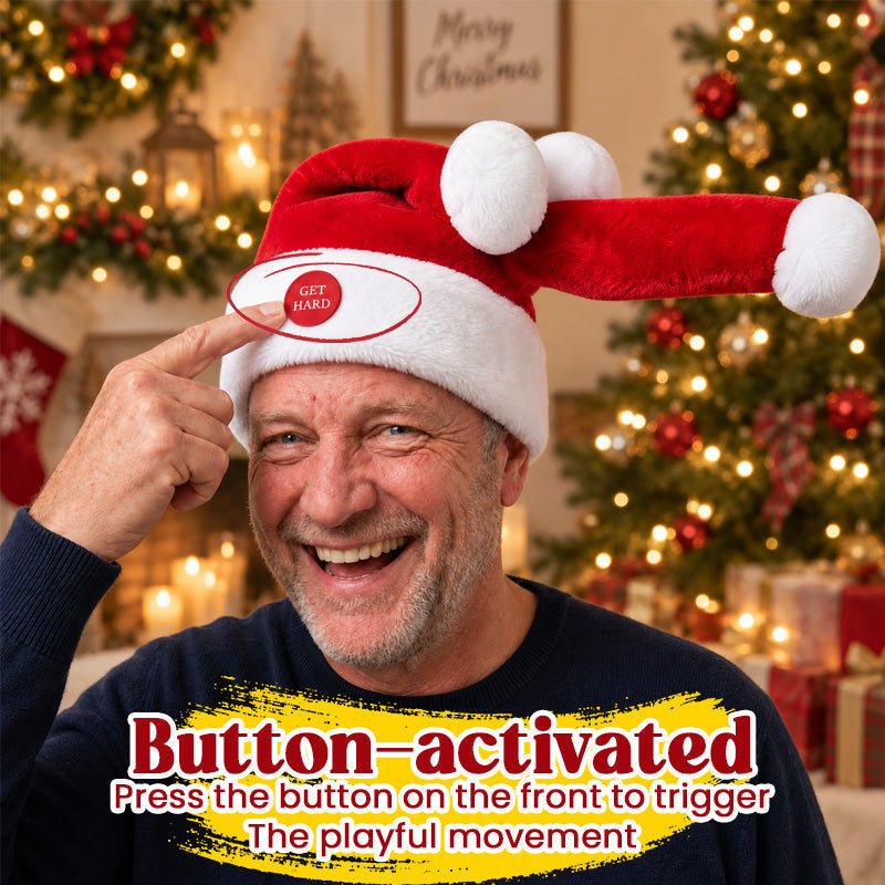 🎅😂 Chapeau de Père Noël mobile rigolo--appuyez et regardez-le bouger