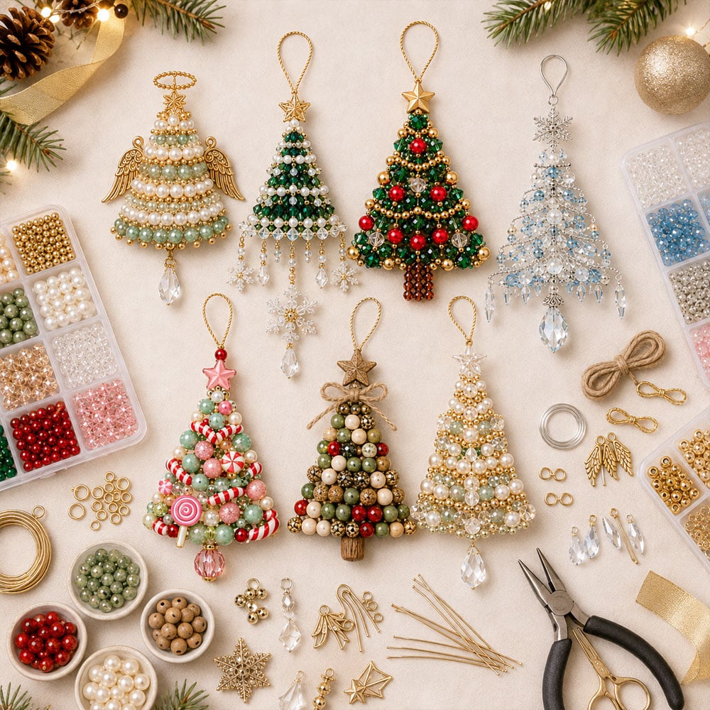 🎄 Kit de décoration de sapin de Noël en perles à faire soi-même - Créez votre propre souvenir étincelant des fêtes ! ✨💎