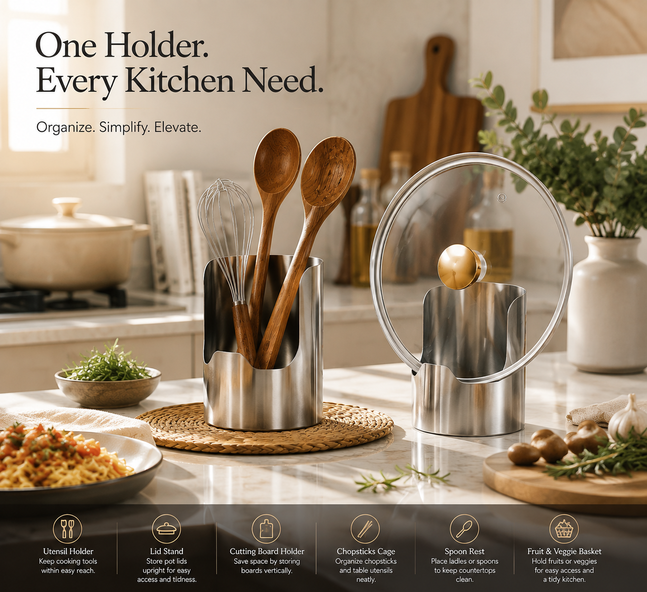 🔪🍳 Support de Cuisine Polyvalent en Inox — Gardez vos planches et ustensiles propres et organisés ! 🍳✨