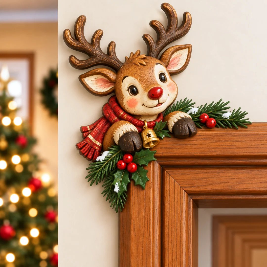 🎅 Décor de coin de porte Père Noël qui dépasse｜8 personnages pour une entrée pleine de malice