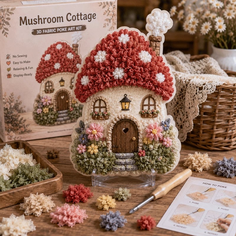 🏡🧵Kit Arte Tessile 3D "Poke Art" Villaggio Incantato 🧵✨
