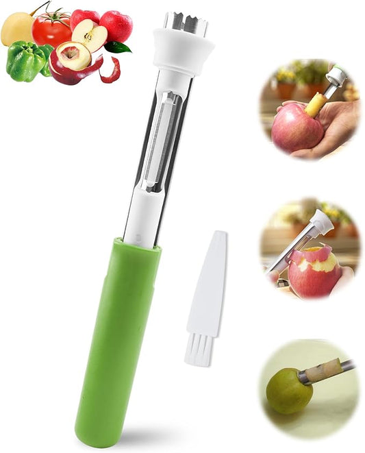 🍎 Vide-Pomme 2-en-1 en Inox — Évidez vos fruits en 1 seconde sans aucun gaspillage ! ✨🔪