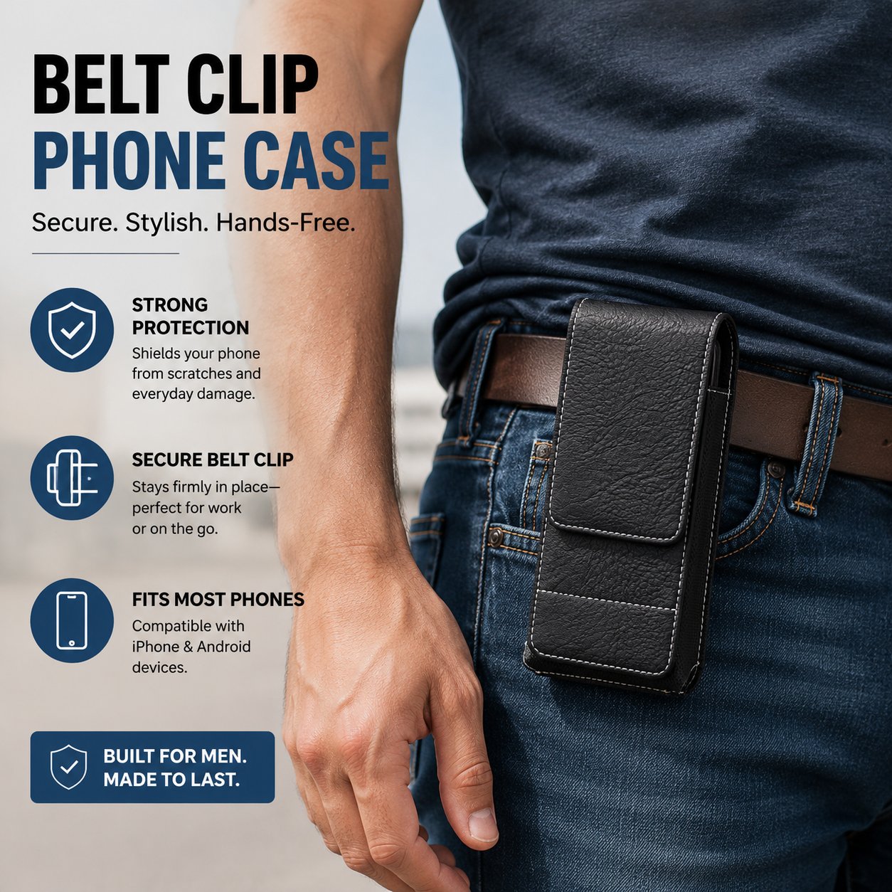 📱Étui de ceinture pour téléphone portable ✨ Étui en cuir multipoches avec porte-cartes