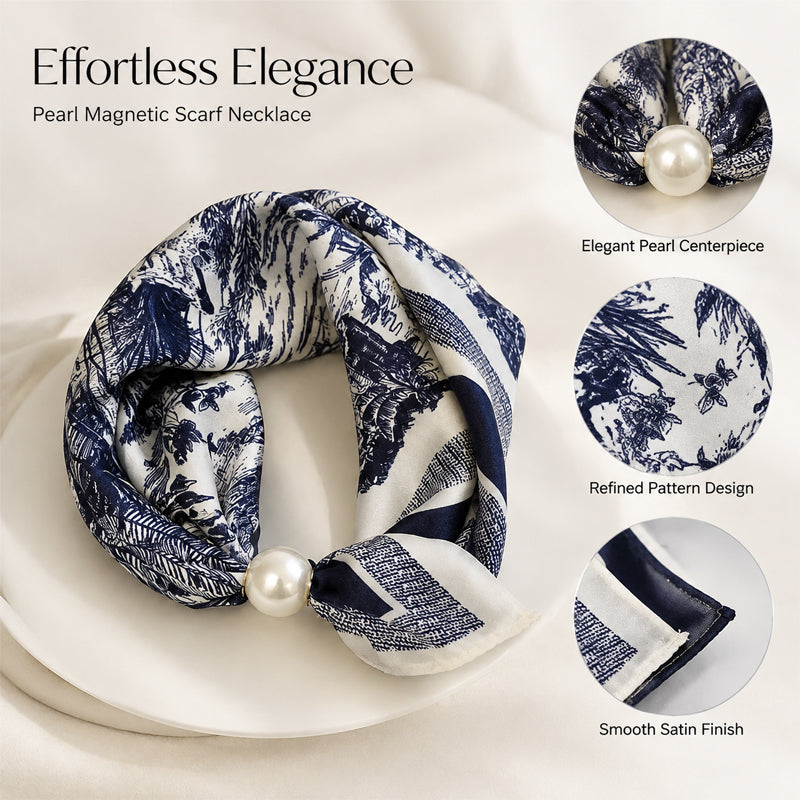 🤍 Collier foulard en perles avec fermoir magnétique - Un style instantané en quelques secondes ! ✨📦