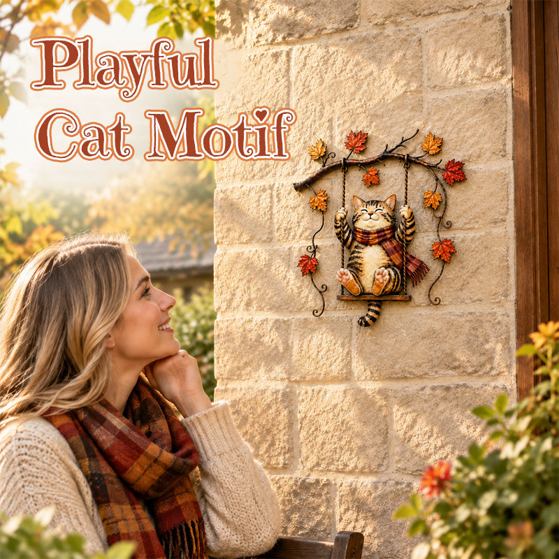 🍂🐱 Décoration murale chat d'automne--accrochez la chaleur de l'automne et un chat plein de charme