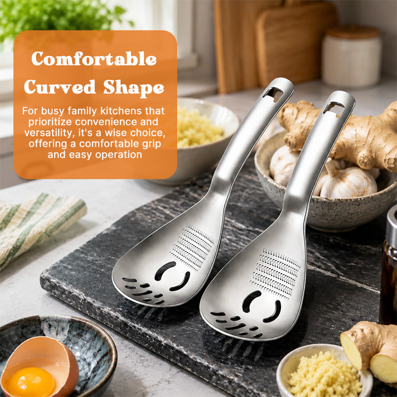 🥄 Cuillère de cuisine multifonctionnelle — Râpez, écrasez et filtrez en quelques secondes ! ✨🧄