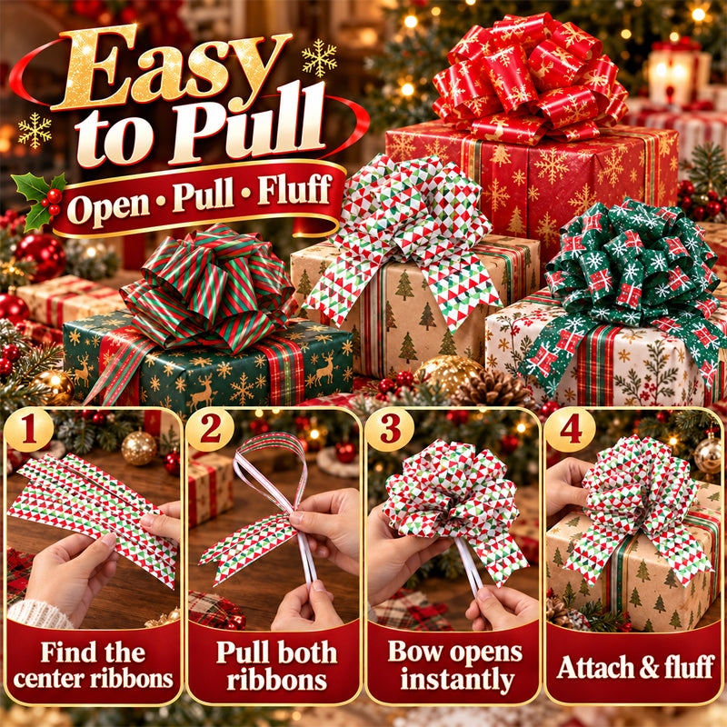 🎀 Nœuds décoratifs de Noël à tirer – Tirez une fois, obtenez un nœud parfait, la touche festive idéale pour vos cadeaux 🎁
