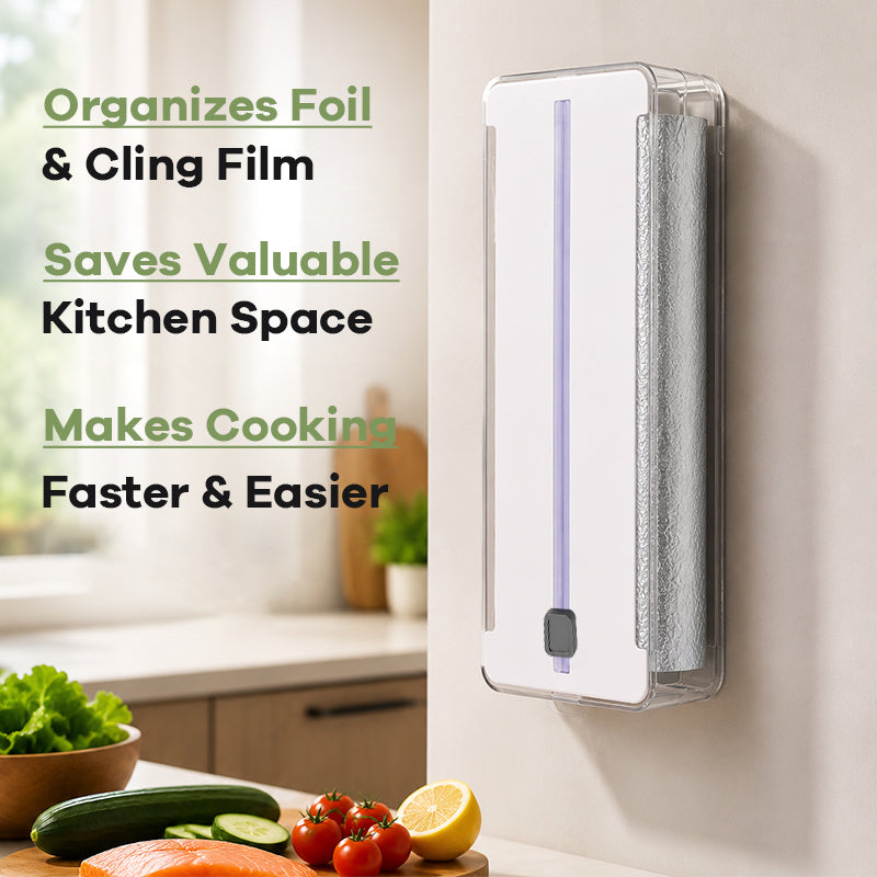 ✂️Dispenser Film Alimentaire et Aluminium avec Coupe-Glisse – Fini les Déchirures ! 🍳✨