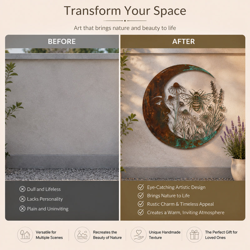 🌙🐝 Décoration Murale Lune & Abeille — Apportez une touche féérique et poétique à vos espaces ! ✨