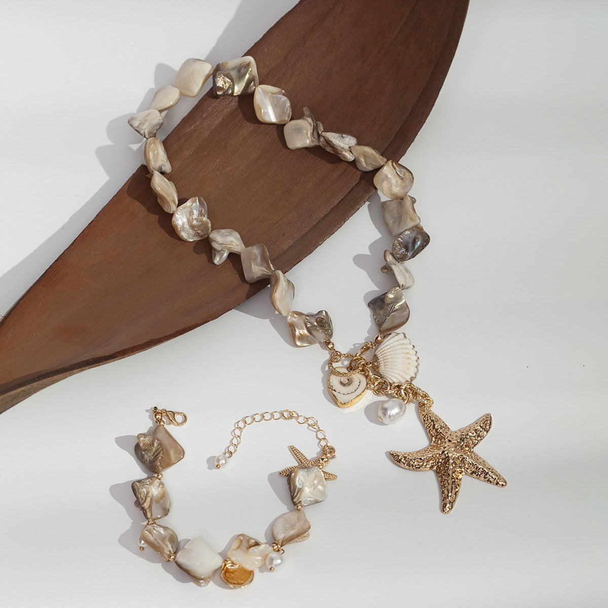 🌊Collier marin avec coquillage et étoile de mer🐚