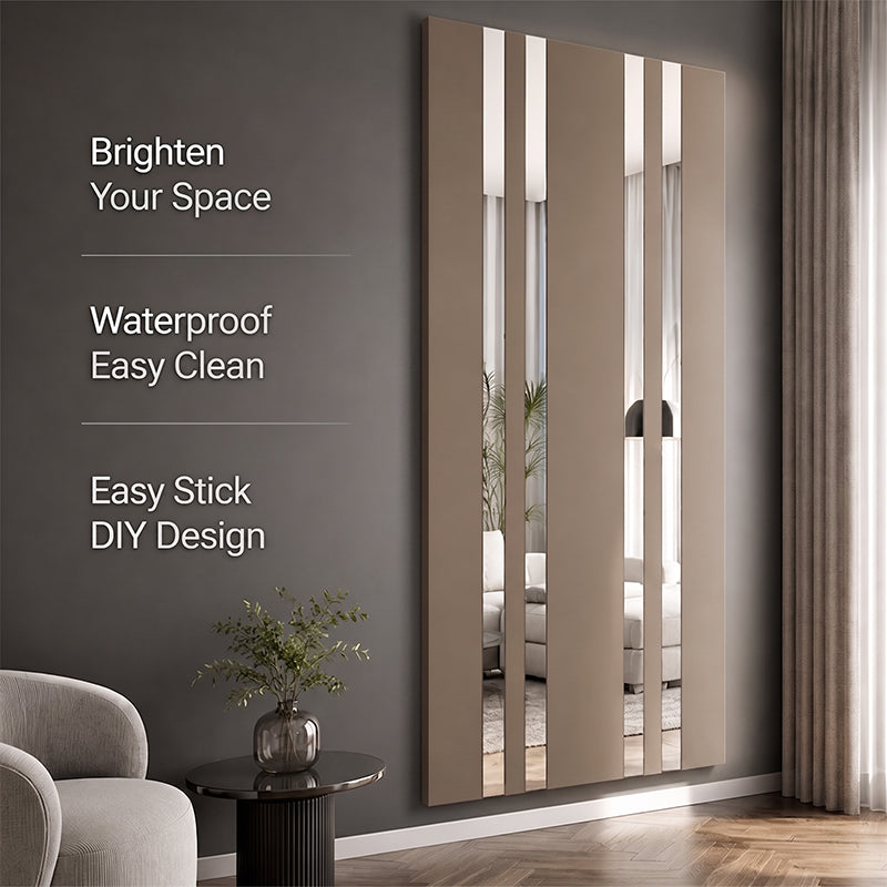 ✨ Stickers muraux miroir en bande longue : Décoration réfléchissante moderne à décoller et à coller ! 🪞