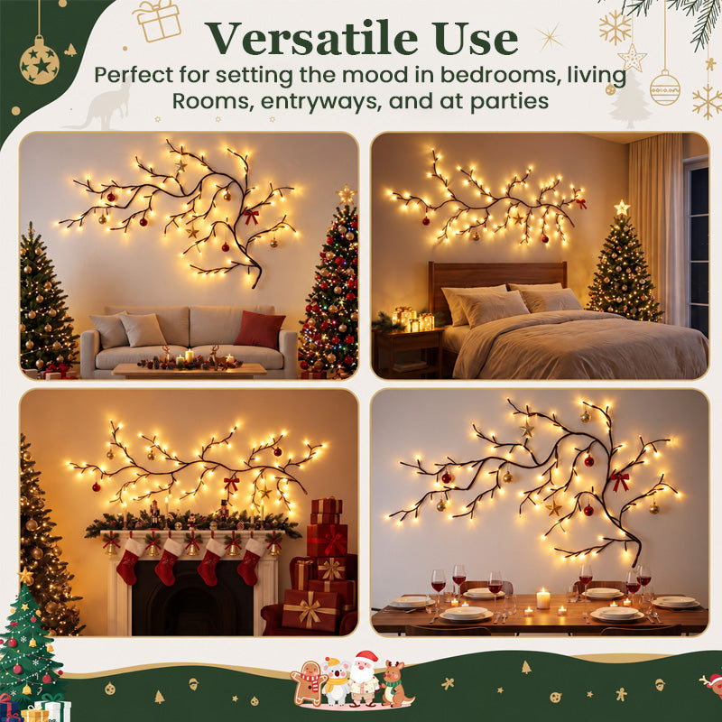 🎄✨ Branche lumineuse LED blanc chaud--transformez un mur vide en coin de Noël chaleureux