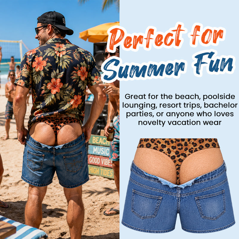 🏖️🐆 Short de bain en jean imprimé léopard : un maillot de bain original ! 🏖️