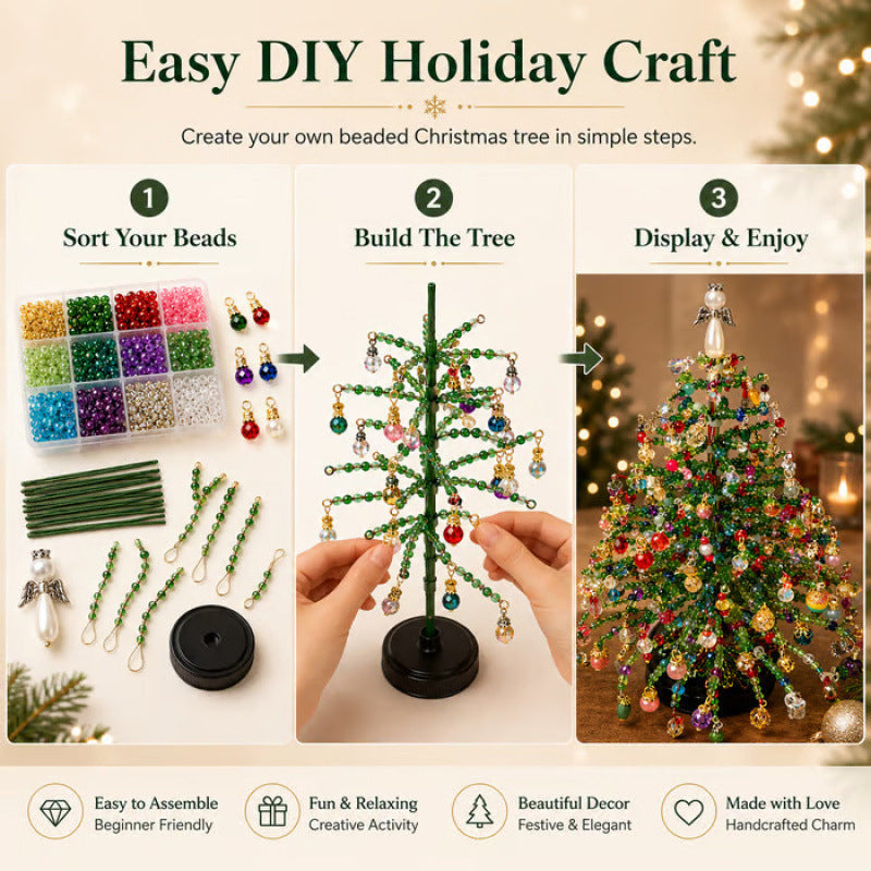 🎄✨ Kit de sapin de Noël perlé à faire soi-même – 🎅Créez votre propre décoration de Noël scintillante