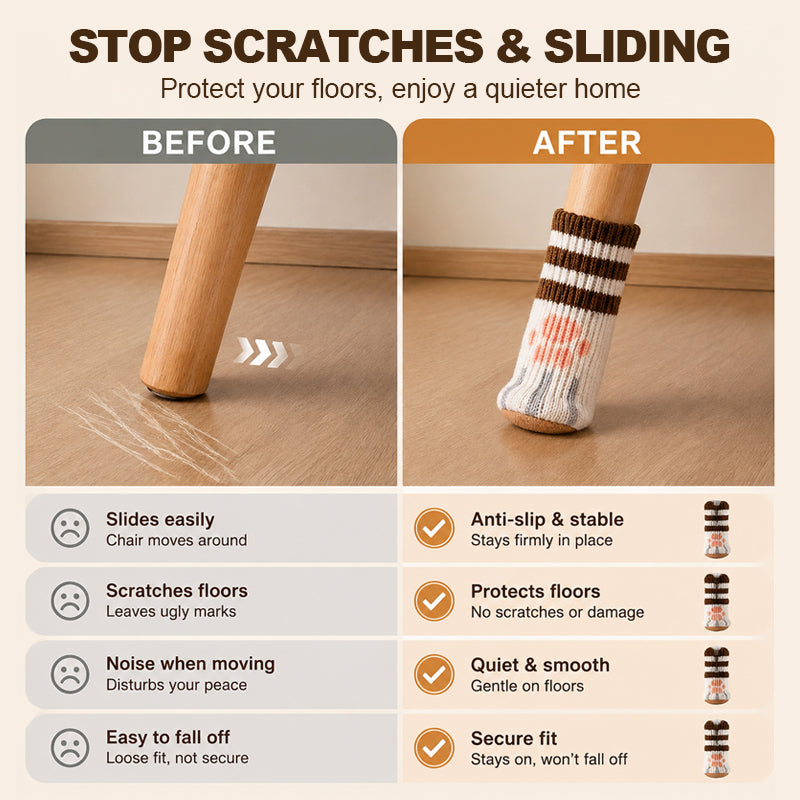 🐾🔇 Des sols plus silencieux, des chaises plus mignonnes — Protège-pieds en forme de pattes de chat