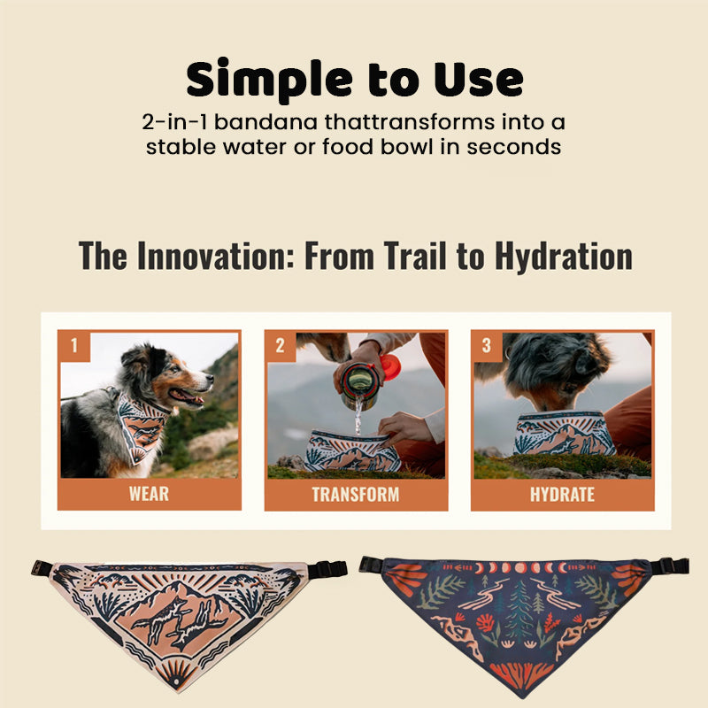 🐾 Bandana Gourde 2-en-1 pour Chien : Hydratez votre Poilu en un Clin d'Œil ! ⛰️