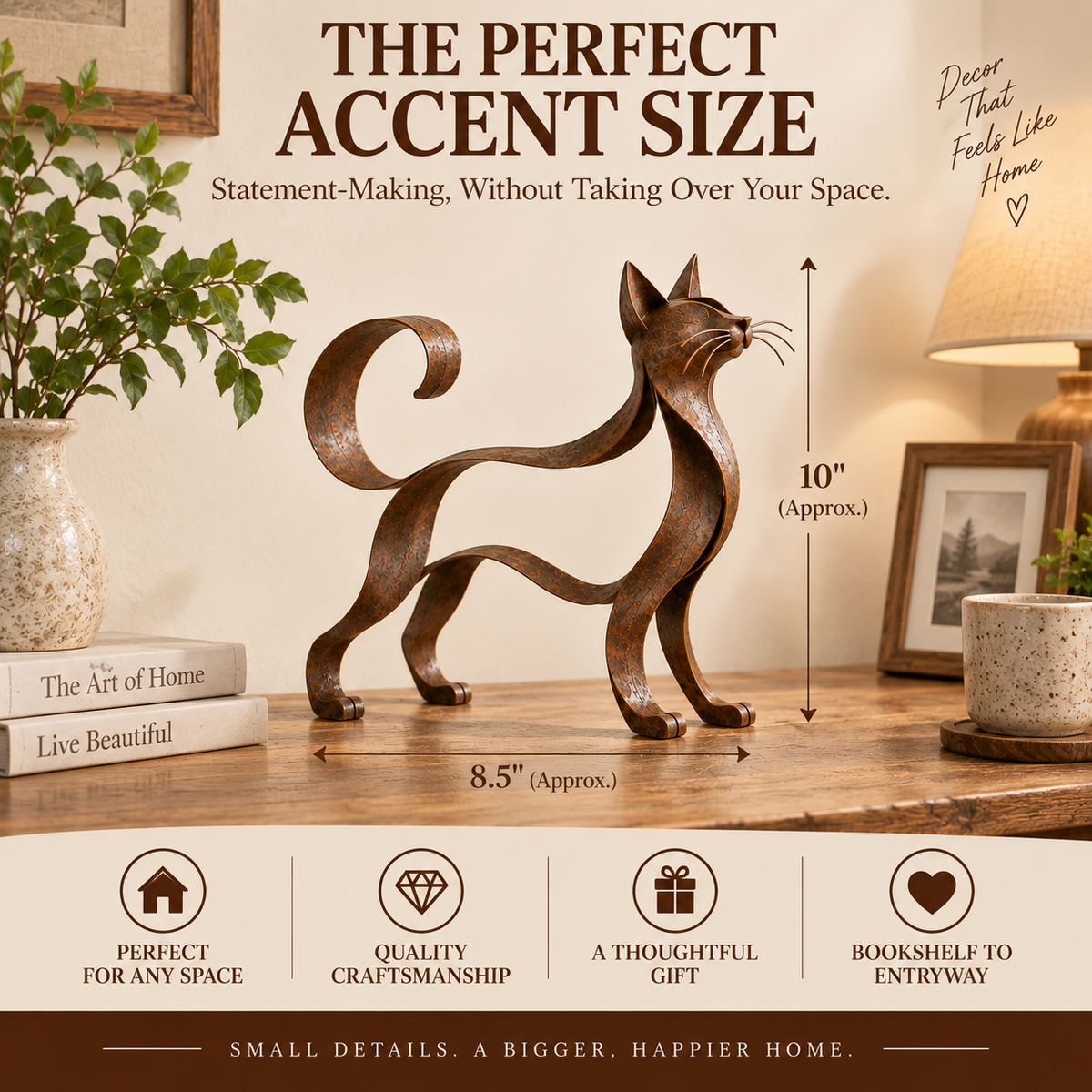 🐱✨ Sculpture métal Maine Coon--lignes fluides et charme rustique pour la maison d'un amoureux des chats