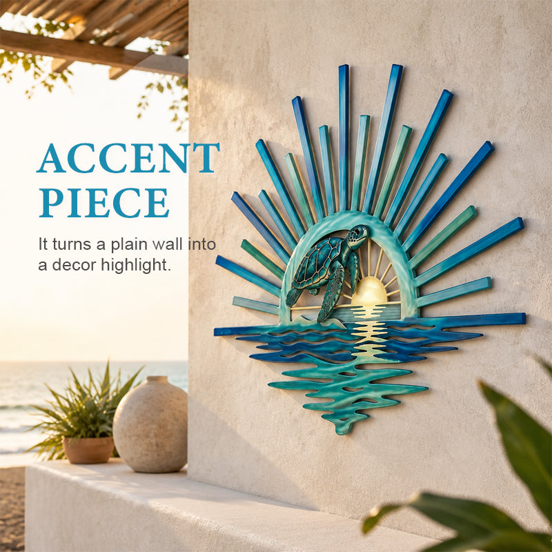 🌊 Décoration murale en métal « La légende des marées du coucher de soleil » : Décoration inspirée du coucher de soleil sur l’océan ! 🌅
