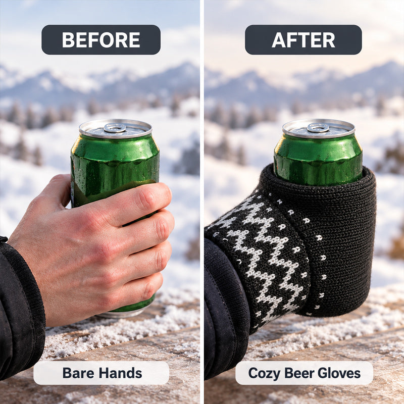🍺 Gant à bière d'hiver – manchon porte-boisson rigolo et chaud pour vos boissons fraîches