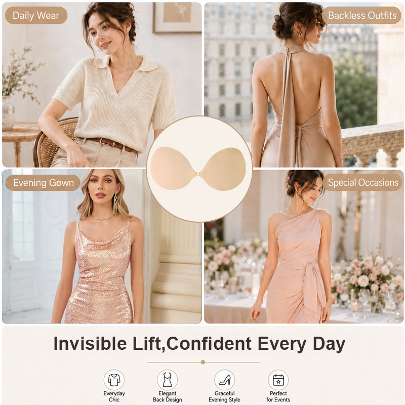 💖 Cache-Tétons Push-Up Invisible en Silicone 3D — Maintien Naturel et Discrétion Absolue ! ✨