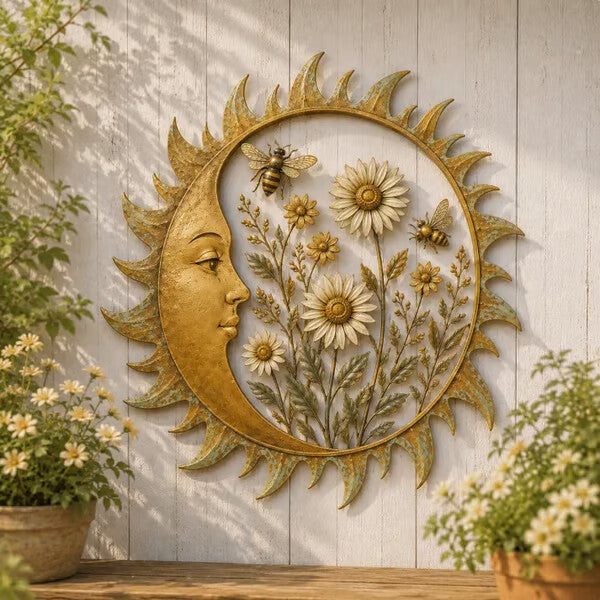 ☀️ Décoration Murale Soleil Vintage — Illuminez votre jardin et vos murs avec un charme naturel absolu ! ✨🌿