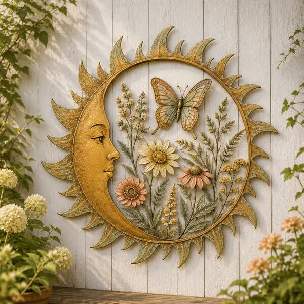 ☀️ Décoration Murale Soleil Vintage — Illuminez votre jardin et vos murs avec un charme naturel absolu ! ✨🌿