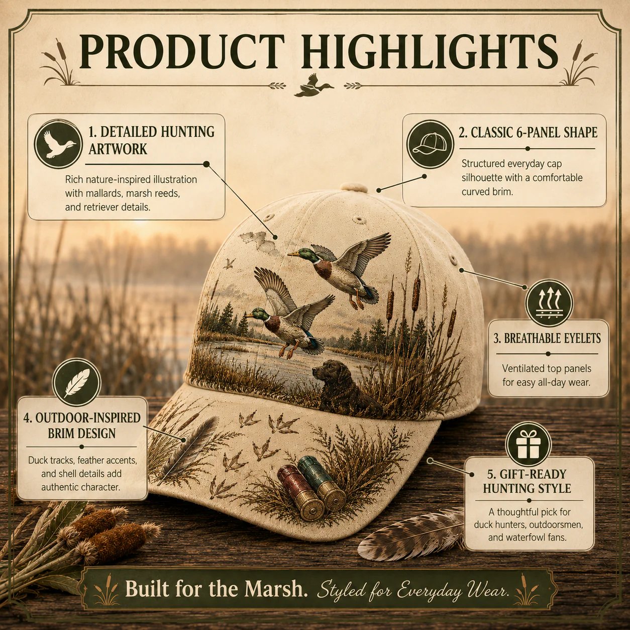 🌾🦆 Chapeau Wild & Ready : Plus qu'un chapeau, un hommage à la passion de la chasse au canard !