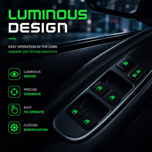 💡Autocollants lumineux pour interrupteur de lève-vitre de voiture - Bouton d'avertissement lumineux de nuit coloré
