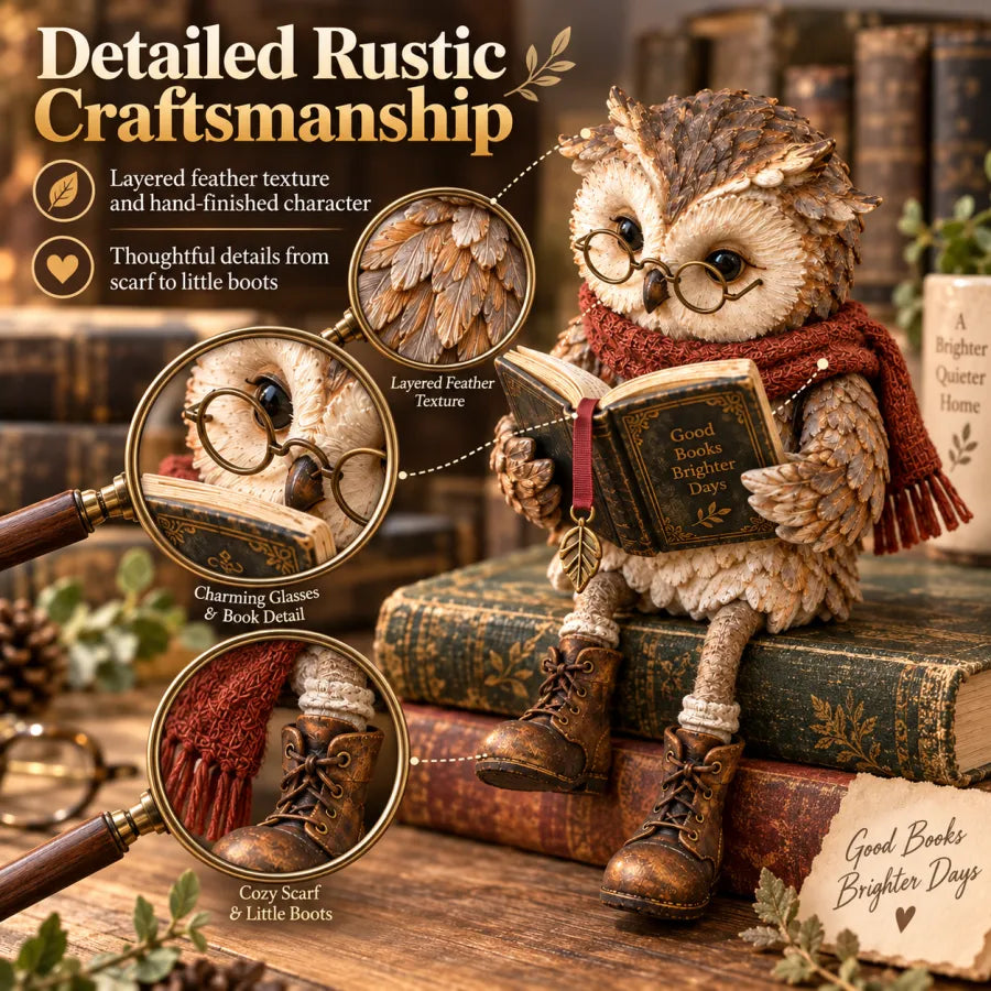 🦉📚 Figurine Chouette Lectrice--un petit compagnon pour chaque moment de lecture tranquille