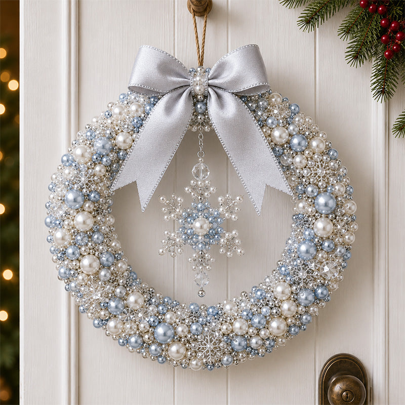🎄✨ Kit DIY pour une couronne de Noël en perles – Décoration de porte de Noël faite main avec des perles 💎🎀