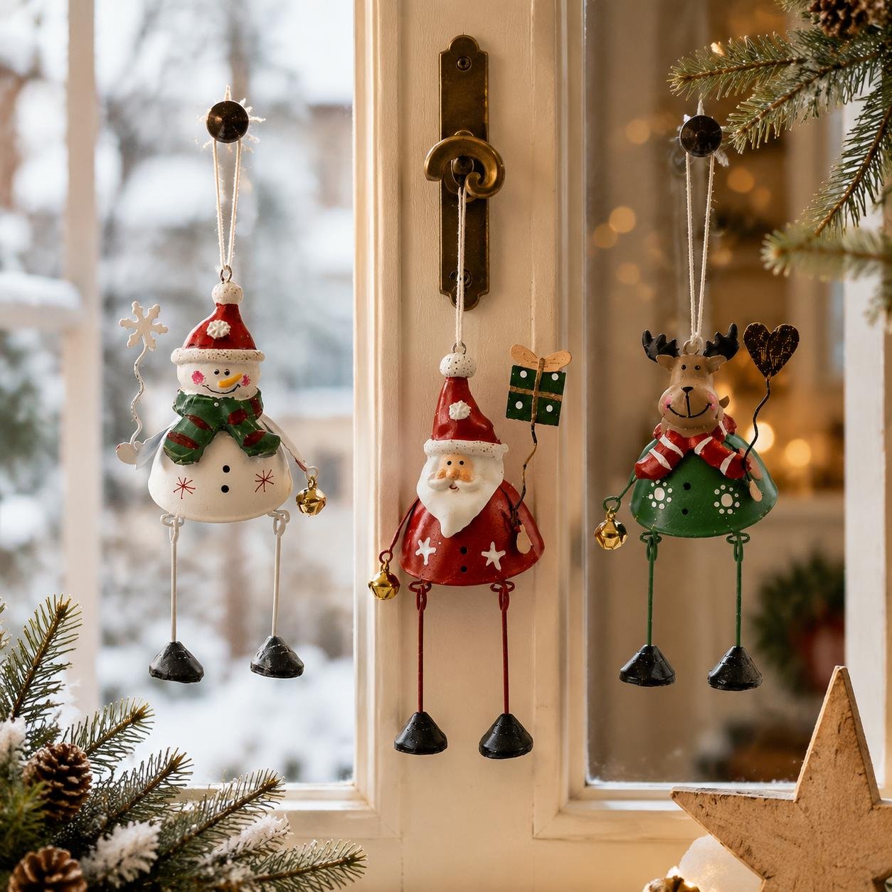 🎄🔔 Suspensions de Noël en métal peint à la main — une touche de vie et de gaité pour votre sapin