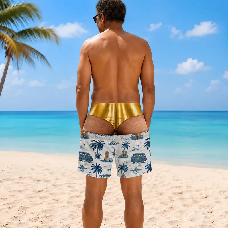 🏖️🐆 Short de bain en jean imprimé léopard : un maillot de bain original ! 🏖️