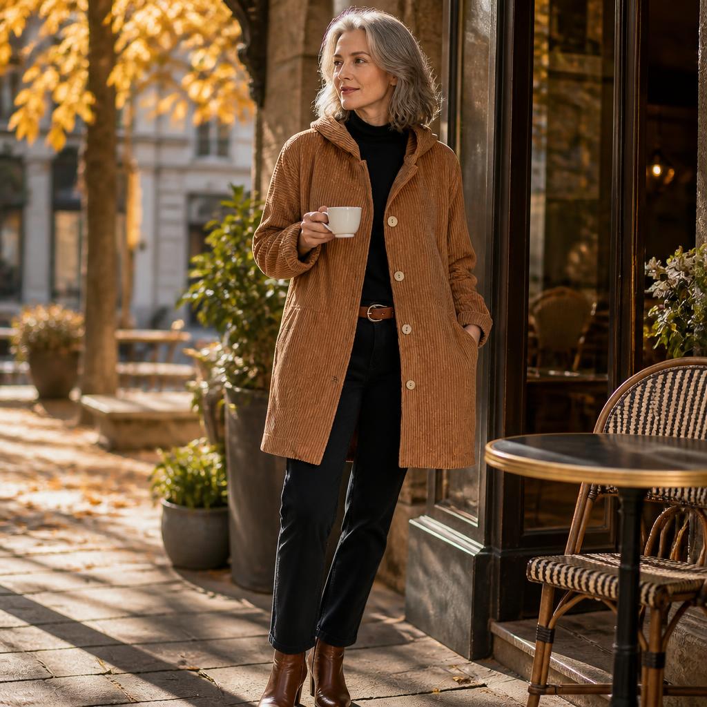 🧥 Profitez de l'automne : Manteau en velours côtelé à capuche merveilleusement chaud et élégant 🍂