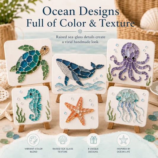 🌊✨ Kit d'art DIY sur le thème de l'océan – Créez un chef-d'œuvre en mosaïque époustouflant
